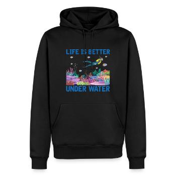 Plongée Aventure Plongeurs Mer Océan - Sweat à capuche Premium bio Homme - noir - Devant - Nico (187cm)