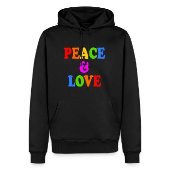Peace and love - Männer Premium Bio Hoodie - Schwarz - Vorne - Nico (187cm)