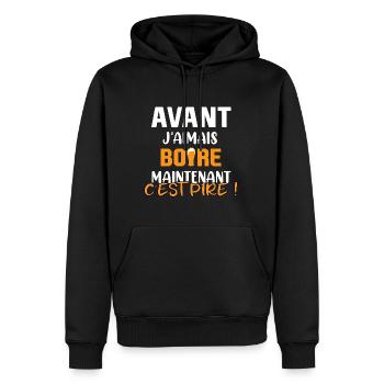 Avant j'aimais boire maintenant c'est pire ! - Sweat à capuche Premium bio Homme - noir - Devant - Nico (187cm)