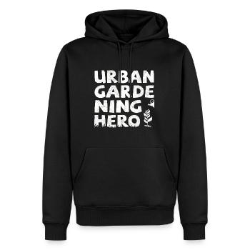 Héros du jardinage urbain - Sweat à capuche Premium bio Homme - noir - Devant - Nico (187cm)