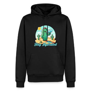 Kaktus Stay Hydrated - Männer Premium Bio Hoodie - Schwarz - Vorne - Nico (187cm)
