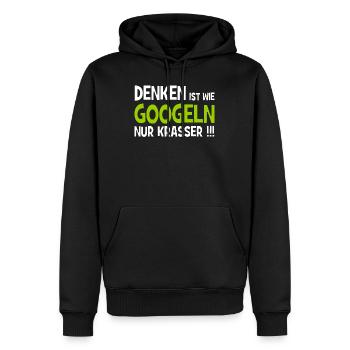 Denken ist wie googeln nur krasser!!! - Internet - Männer Premium Bio Hoodie - Schwarz - Vorne - Nico (187cm)