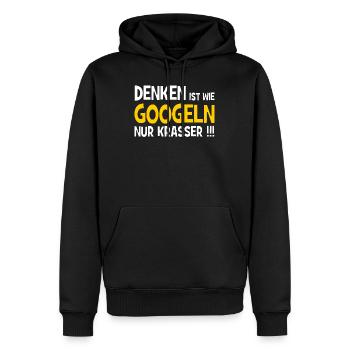 Denken ist wie googeln nur krasser!!! - Internet - Männer Premium Bio Hoodie - Schwarz - Vorne - Nico (187cm)