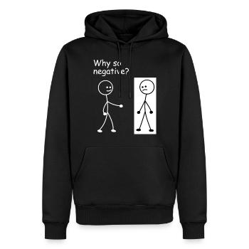 Pourquoi si négatif - figure en bâton - Sweat à capuche Premium bio Homme - noir - Devant - Nico (187cm)