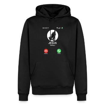 Jésus appelle - Appel téléphonique chrétien Jésus - Sweat à capuche Premium bio Homme - noir - Devant - Nico (187cm)