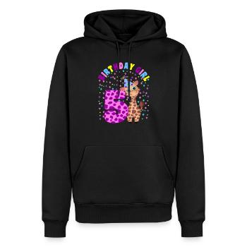 Children's Birthday Girl 5 years old Giraffe - Men’s Premium Organic Hoodie - black - Front - Nico (187cm)