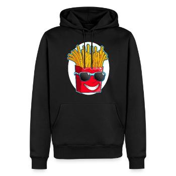 Frites Français fraîches - Sweat à capuche Premium bio Homme - noir - Devant - Nico (187cm)
