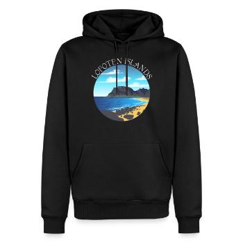 Îles Lofoten - Sweat à capuche Premium bio Homme - noir - Devant - Nico (187cm)