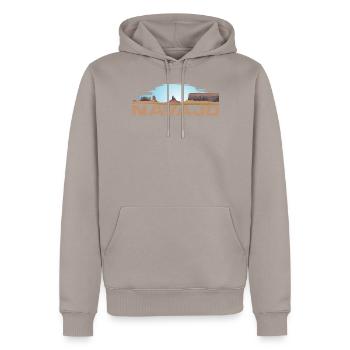 Navajo - Men’s Premium Organic Hoodie - taupe - Front - Nico (187cm)