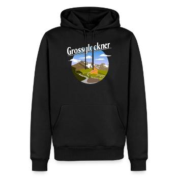 Grossglockner - Männer Premium Bio Hoodie - Schwarz - Vorne - Nico (187cm)