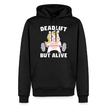 Licorne Deadlift - Sweat à capuche Premium bio Homme - noir - Devant - Nico (187cm)