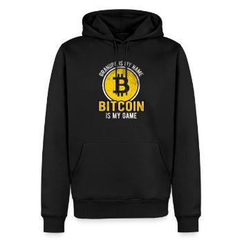 Grandpa is my name bitcoin is my game - Männer Premium Bio Hoodie - Schwarz - Vorne - Nico (187cm)