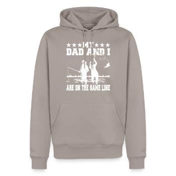 Vater Sohn Leine - Männer Premium Bio Hoodie - Taupe - Vorne - Nico (187cm)