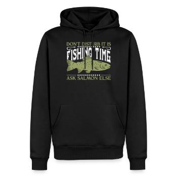 Pêche au saumon - Sweat à capuche Premium bio Homme - noir - Devant - Nico (187cm)