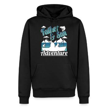 Père Fils Pêche - Sweat à capuche Premium bio Homme - noir - Devant - Nico (187cm)