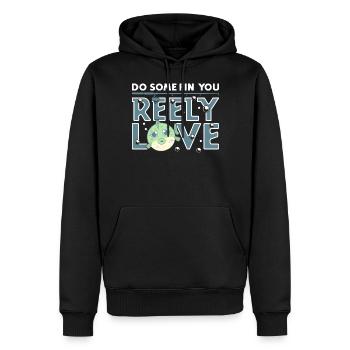 Reely Aime la pêche - Sweat à capuche Premium bio Homme - noir - Devant - Nico (187cm)