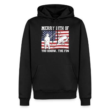 Merry 18. Biden - Männer Premium Bio Hoodie - Schwarz - Vorne - Nico (187cm)