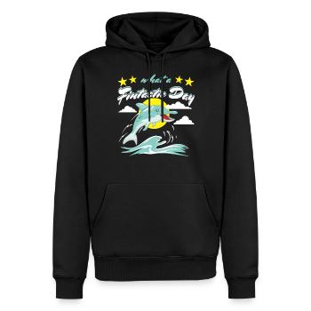 Fintastischer Delphin - Männer Premium Bio Hoodie - Schwarz - Vorne - Nico (187cm)