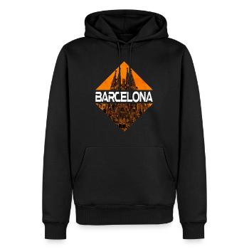 Barcelone Espagne City Skyline Sagrada Familia - Sweat à capuche Premium bio Homme - noir - Devant - Nico (187cm)