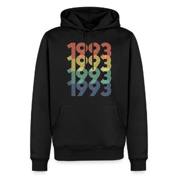 Cool Retro 1993, 30 ans, cadeau de 30e anniversaire - Sweat à capuche Premium bio Homme - noir - Devant - Nico (187cm)