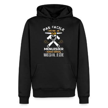 Pas facile d être un Menuisier aussi génial 1 - Sweat à capuche Premium bio Homme - noir - Devant - Nico (187cm)