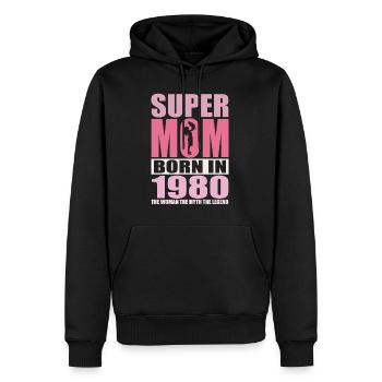 Mama Geburtstag 1980 | Super Mom - Männer Premium Bio Hoodie - Schwarz - Vorne - Nico (187cm)