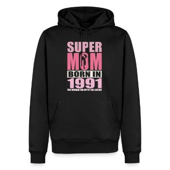 Mom's birthday 1991 | Super Mom - Men’s Premium Organic Hoodie - black - Front - Nico (187cm)