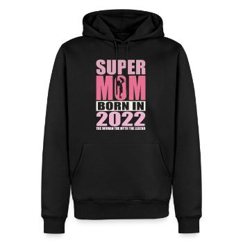 Maman Anniversaire 2022 | Super Maman - Sweat à capuche Premium bio Homme - noir - Devant - Nico (187cm)