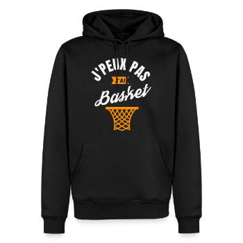 J Peux Pas J Ai Basket - Sweat à capuche Premium bio Homme - noir - Devant - Nico (187cm)