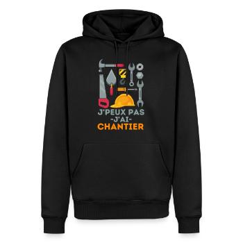 chantier de construction worker maçon - Sweat à capuche Premium bio Homme - noir - Devant - Nico (187cm)