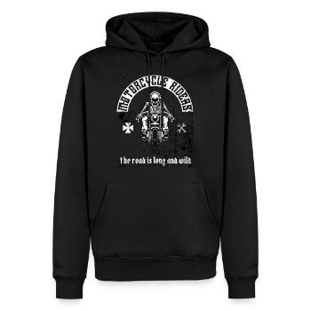 Pilote de moto - Sweat à capuche Premium bio Homme - noir - Devant - Nico (187cm)