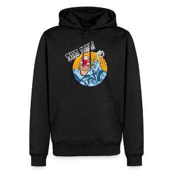 DIE SHOW - Männer Premium Bio Hoodie - Schwarz - Vorne - Nico (187cm)