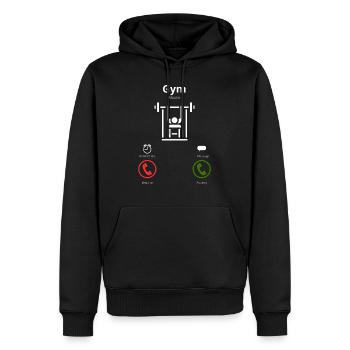 Das Fitnessstudio ruft mich - Männer Premium Bio Hoodie - Schwarz - Vorne - Nico (187cm)