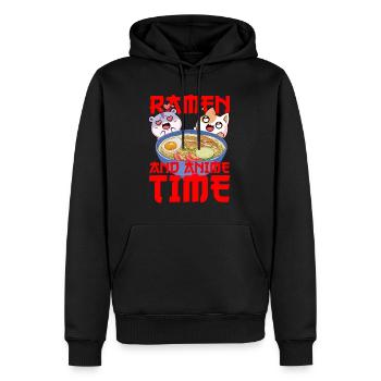 Ramen und Anime - Männer Premium Bio Hoodie - Schwarz - Vorne - Nico (187cm)