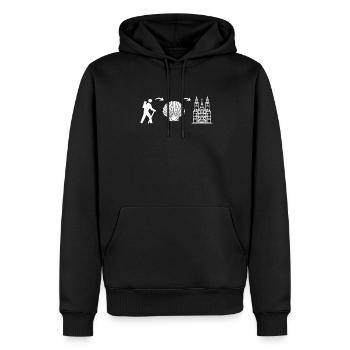 Wanderer von Santiago - Männer Premium Bio Hoodie - Schwarz - Vorne - Nico (187cm)