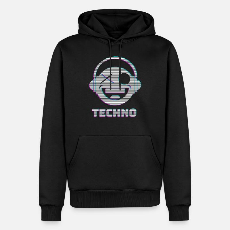 Techno - Männer Premium Bio Hoodie - Schwarz