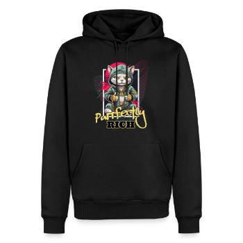 Katze Reich Luxus Geld Gold Schmuck Kater Katzen - Männer Premium Bio Hoodie - Schwarz - Vorne - Nico (187cm)