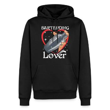 Amateur de barman - Sweat à capuche Premium bio Homme - noir - Devant - Nico (187cm)
