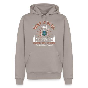 Bartenders shaking - Männer Premium Bio Hoodie - Taupe - Vorne - Nico (187cm)