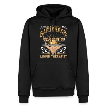Thérapeute liquide - Sweat à capuche Premium bio Homme - noir - Devant - Nico (187cm)