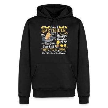 Barman - Sweat à capuche Premium bio Homme - noir - Devant - Nico (187cm)