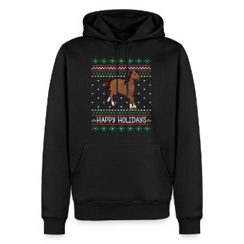 schleich® HORSE CLUB Cayenne Ugly Christmas Design - Männer Premium Bio Hoodie - Schwarz - Vorne - Nico (187cm)