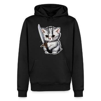 Chat Couteau Animal Animal domestique Chaton - Sweat à capuche Premium bio Homme - noir - Devant - Nico (187cm)
