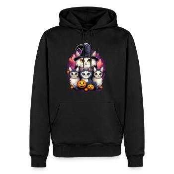 Halloween Chats Sorcières Citrouille Costume Effrayant - Sweat à capuche Premium bio Homme - noir - Devant - Nico (187cm)