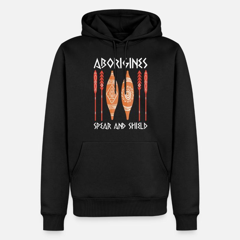 Aborigines Spear Shield - Männer Premium Bio Hoodie - Schwarz