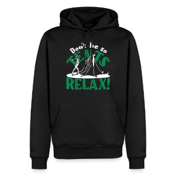 Don't be so tents Relax! - Männer Premium Bio Hoodie - Schwarz - Vorne - Nico (187cm)