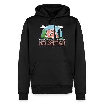 Homme de maison temporaire - Sweat à capuche Premium bio Homme - noir - Devant - Nico (187cm)