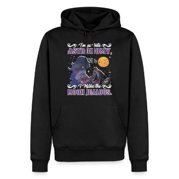 Je suis tellement passionné d’astronomie que je rends la lune jalouse. - Sweat à capuche Premium bio Homme - noir - Devant - Nico (187cm)
