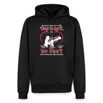 Mon cœur appartient à l’univers - Sweat à capuche Premium bio Homme - noir - Devant - Nico (187cm)