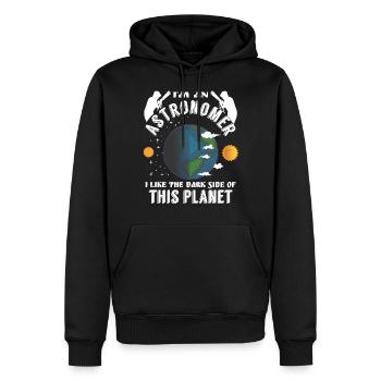 Astronome : J’aime le côté obscur de cette planète - Sweat à capuche Premium bio Homme - noir - Devant - Nico (187cm)